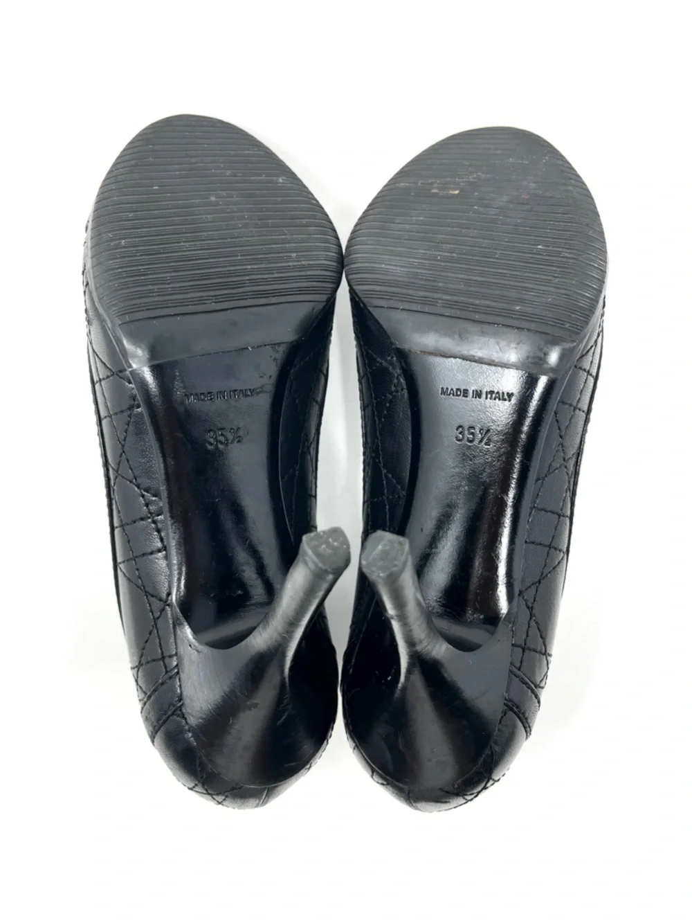 Vintage Christian Dior Galliano Y2K Black Cannage Bow Charm Heels Pumps 35.5 5.5